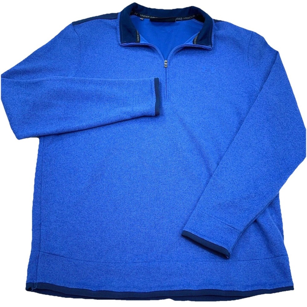 Under Armour Sweatshirt Men Large Blue Pullover Sweater Quarter Zip Golf Cold